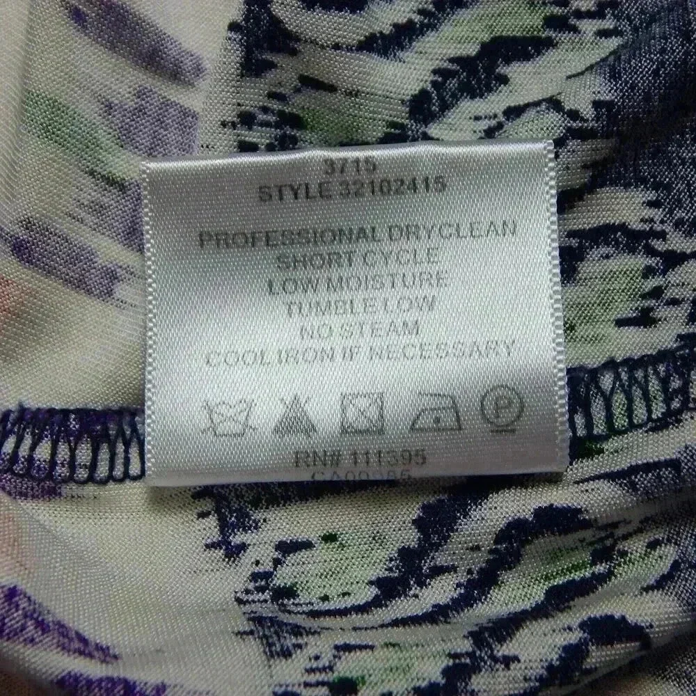 Tory Burch ARJETA Silk Dress Purple Blue Multicolor Cap Sleeve V-Neck Size Small